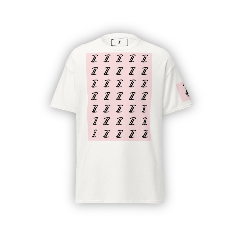 PATTERNED T-SHIRT WITH LEFT ARM BADGE (SALMON)