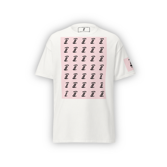 PATTERNED T-SHIRT WITH LEFT ARM BADGE (SALMON)