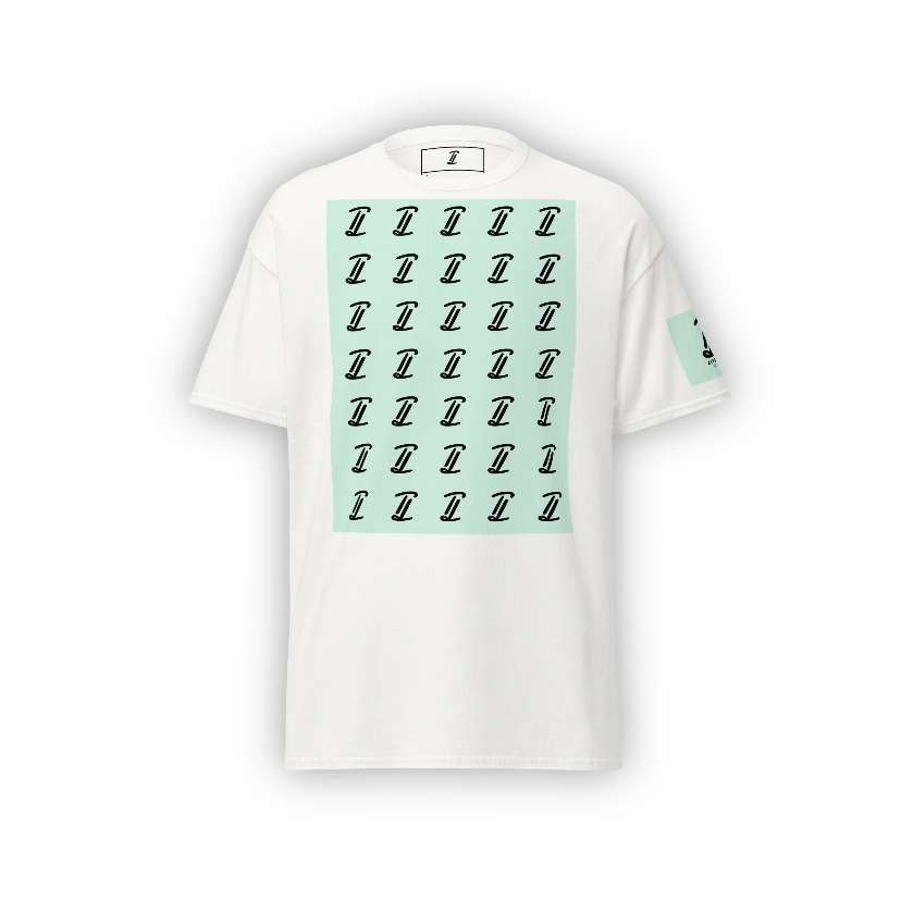 PATTERNED T-SHIRT WITH LEFT ARM BADGE (MINT)